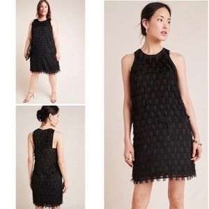 Anthropologie Roxie Black Textured Shift Cocktail Dress